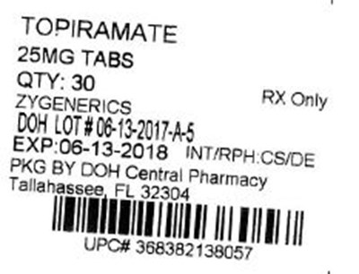 Label Image For 25mg (Topiramate 25mg)